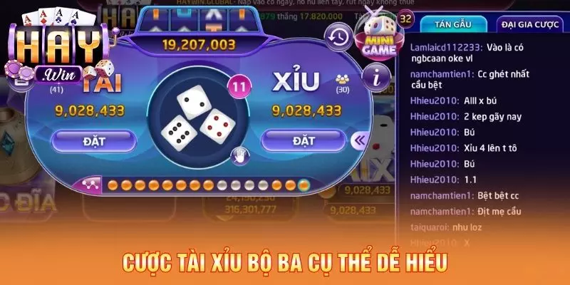Cược tài xỉu bộ ba cụ thể dễ hiểu